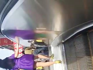 Cum on women in escalator